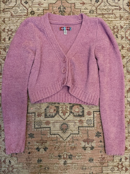 Urban Outfitters Sweaters - Urban Outfitters Lavender Cropped V-Neck Button Sweater